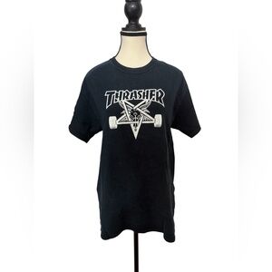 Men’s Black Vintage Thrasher Skateboard Magazine 666 Streetwear T- Shirt Large